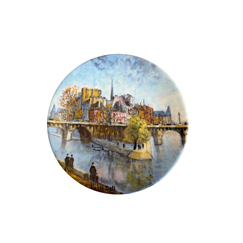 Vintage Limoges France Porcelain Plate Louis Dali Paris Scene Pont Neuf